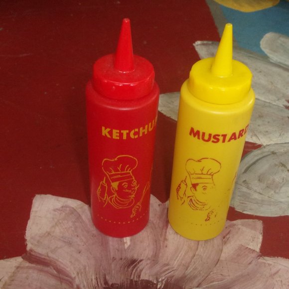 Bi- Cor 1950s plastic squeeze bottle mustard ketchup chef condiment - Picture 1 of 1